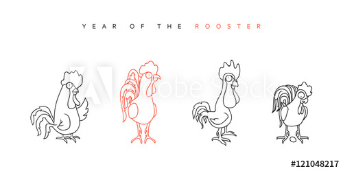 500x249 rooster chinese new year symbol funny rooster and hen - Rooster Outline Drawing