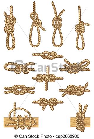 318x470 Set Of Boating Knots - Rope Knot Drawing