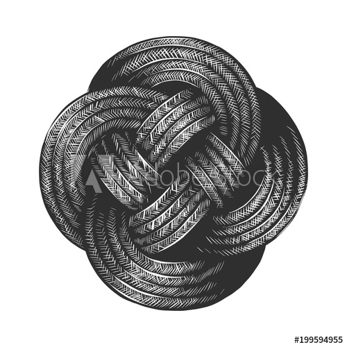500x500 vector engraved style illustration for posters, decoration - Rope Knot Drawing