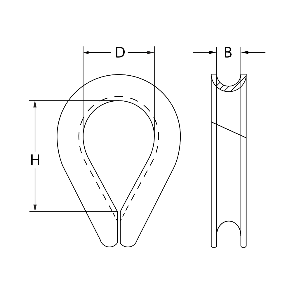 1000x1000 Commercial Wire Rope Thimbles Line Drawing Ranger - Rope Line Drawing