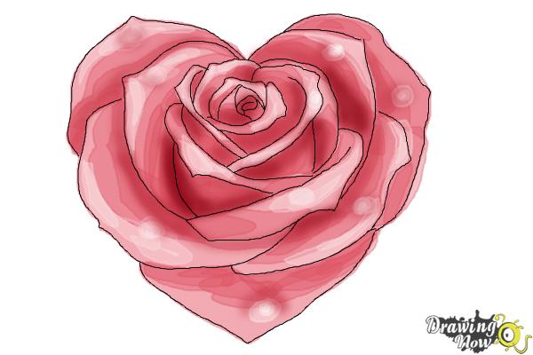 600x400 How To Draw A Heart Rose - Rosa Drawing