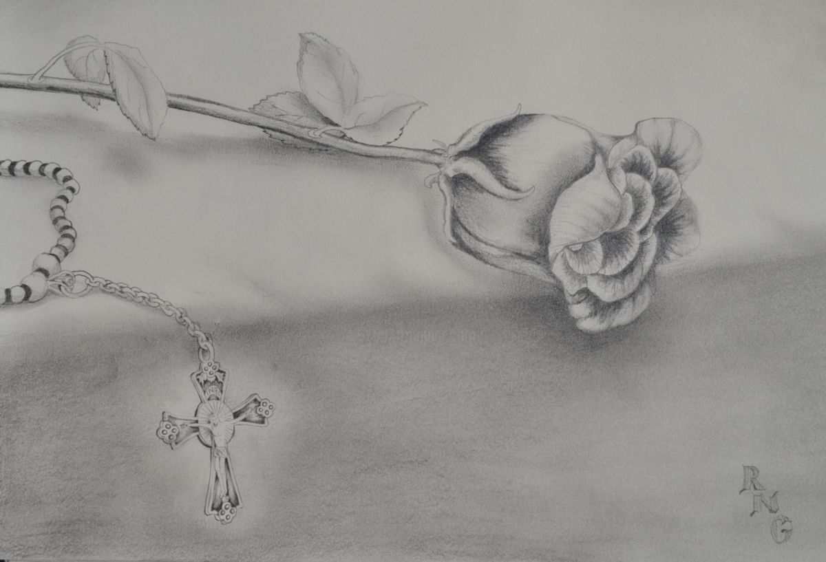 1200x817 The Rosary Drawing - Rosary Cross Drawing