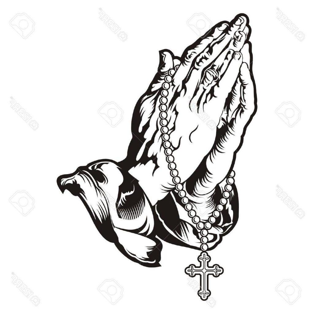 1024x1024 Best Hd Praying Hands With Rosary Drawing Design - Rosary Drawing