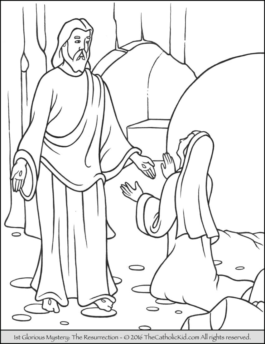 850x1100 coloring pages glorious mysteries rosary resurrection - Rosary Drawing