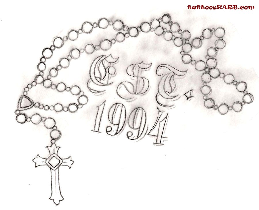 900x731 in loving memory rosary tattoo drawing - Rosary Drawing