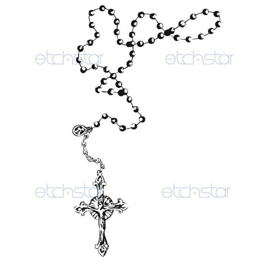 1050x1050 Rosary Tattoo On Foot - Rosary Drawing