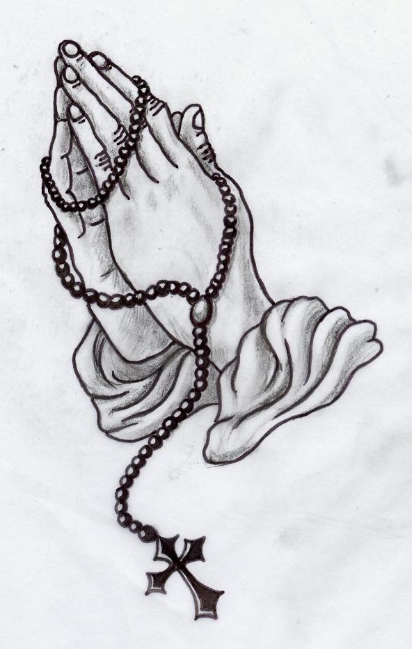 592x932 Praying Hands With Rosary Tattoo Designs Free Image - Rosary Tattoo Drawing