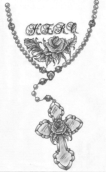 337x548 Tattoo Designs - Rosary Tattoo Drawing