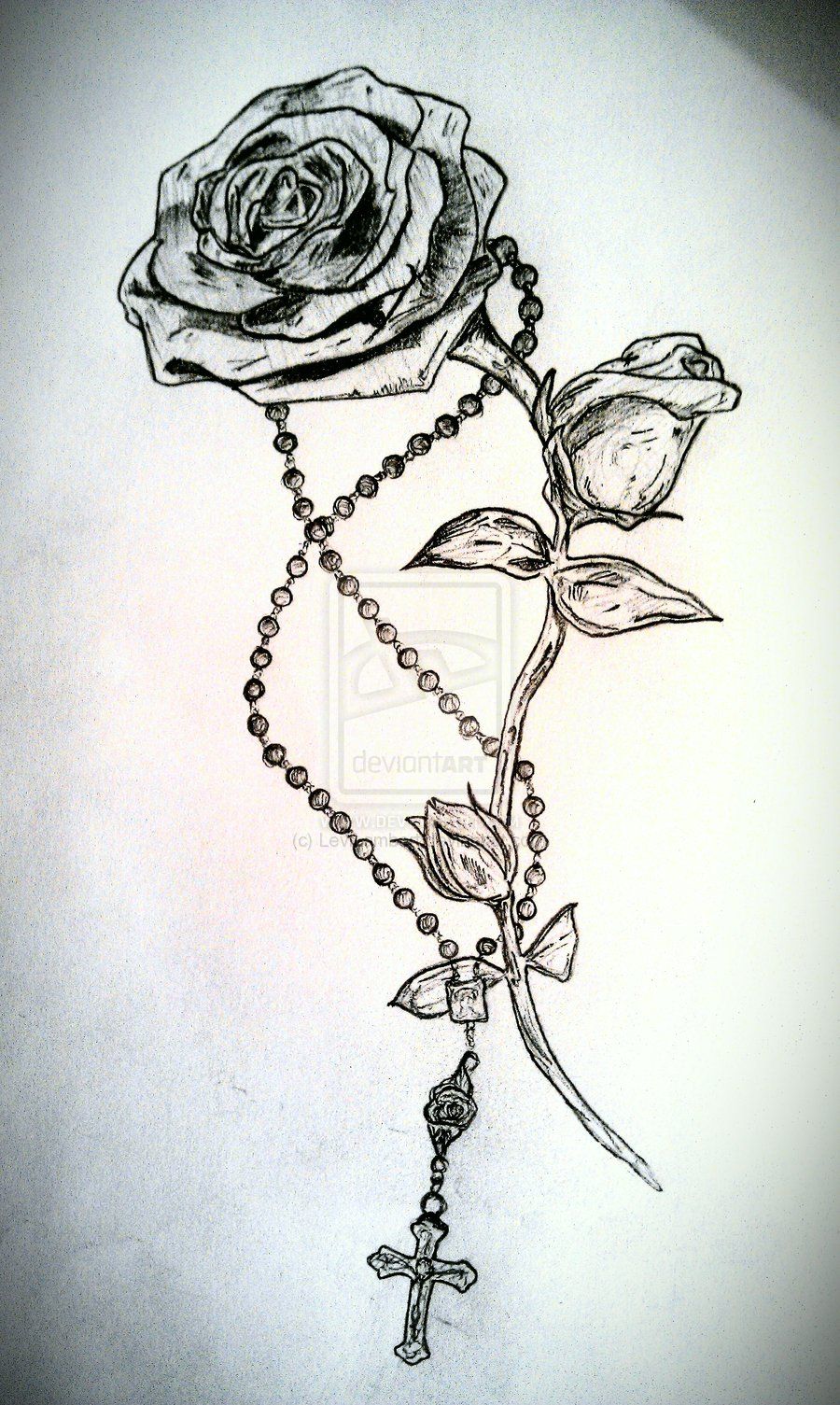 900x1505 Rose Tattoos With Rosery Rose And Rosary Tattoo - Rosary Tattoo Drawing