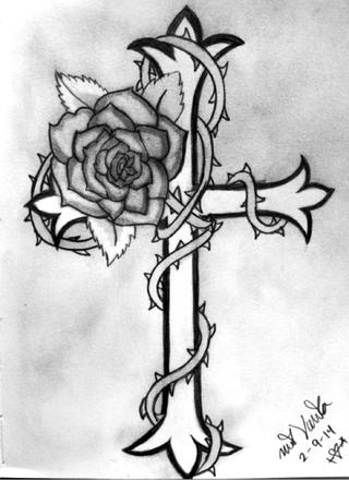 320x440 Liked Drawings - Rose And Cross Drawings