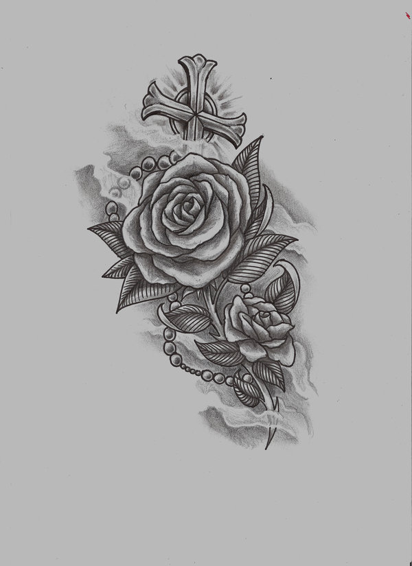 600x825 Pearls Drawing Rose For Free Download - Rose And Rosary Drawing