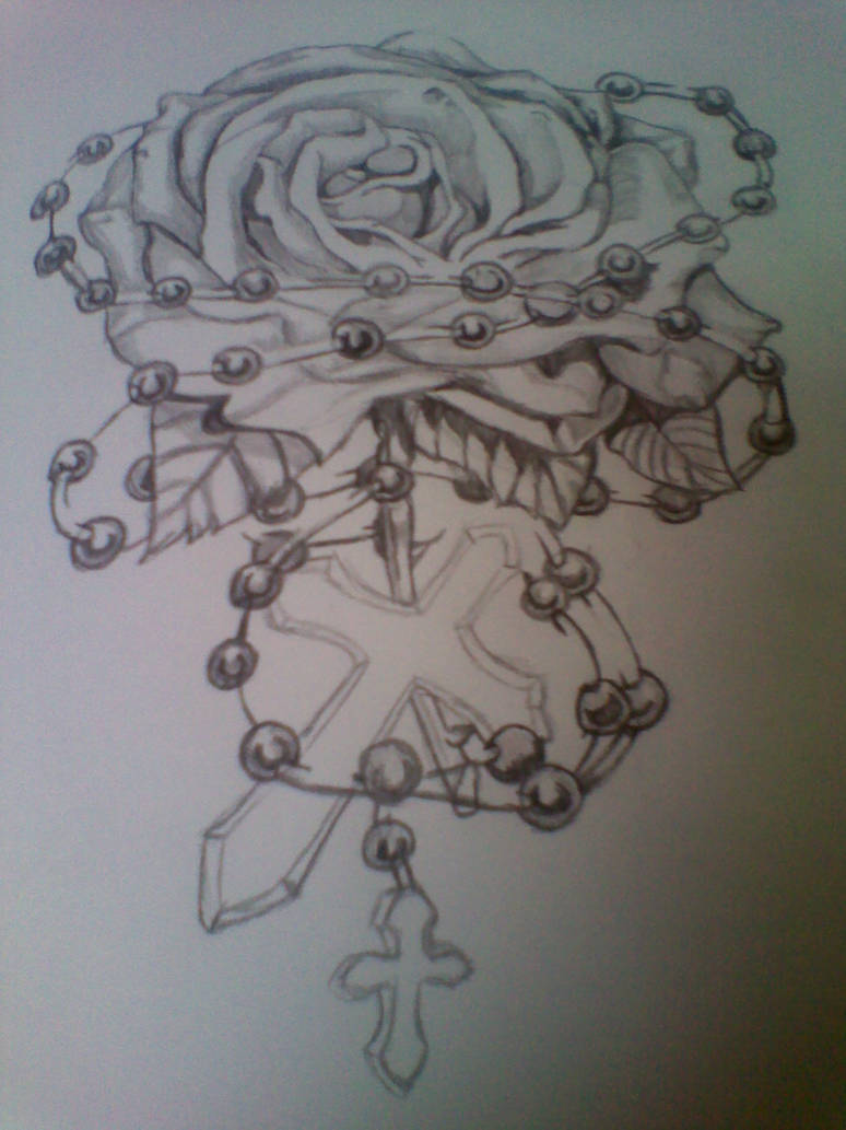 774x1033 Rose Rosary And Crosses - Rose And Rosary Drawing