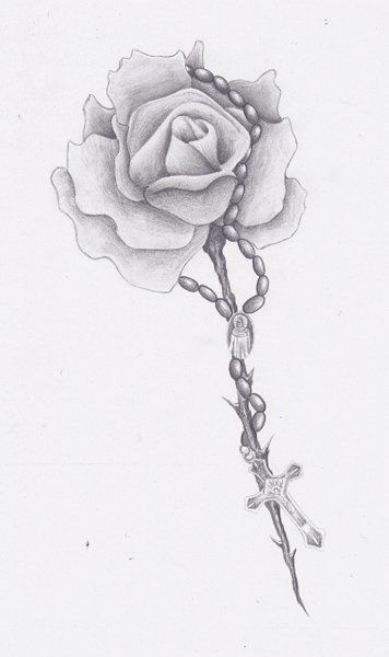 356x600 rose rosary bead drawing rose tattoo ideas tattoos, roseary - Rose And Rosary Drawing