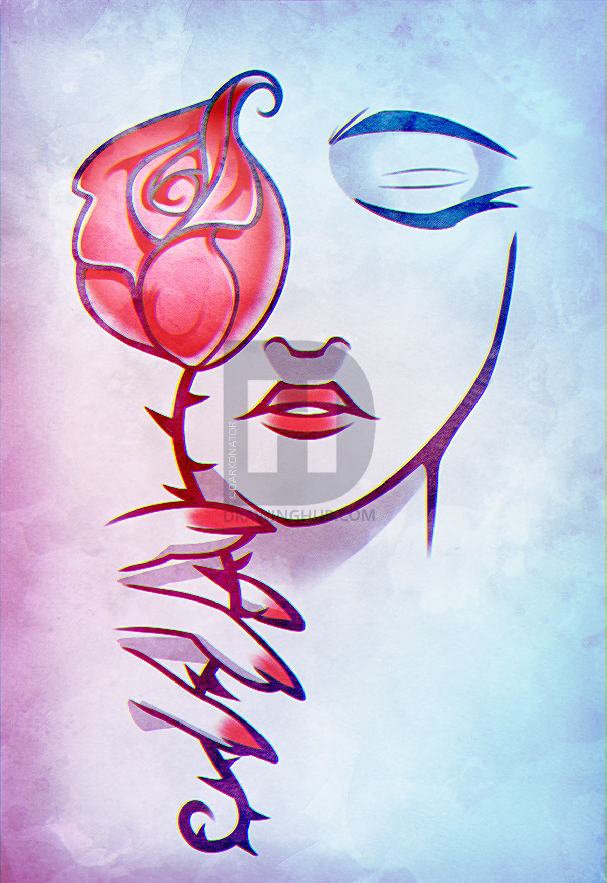 1200x1744 Rose Face Tattoo Art Drawing, Step - Rose Art Drawing