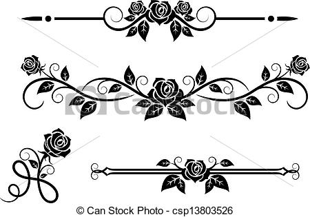 450x315 rose flowers with vintage elements and borders - Rose Border Drawing