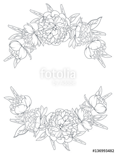 375x500 spring summer peony rose blooming flowers vintage border frame - Rose Border Drawing