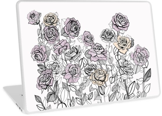 558x400 rose bush drawing graphic design laptop skins - Rose Bush Drawing