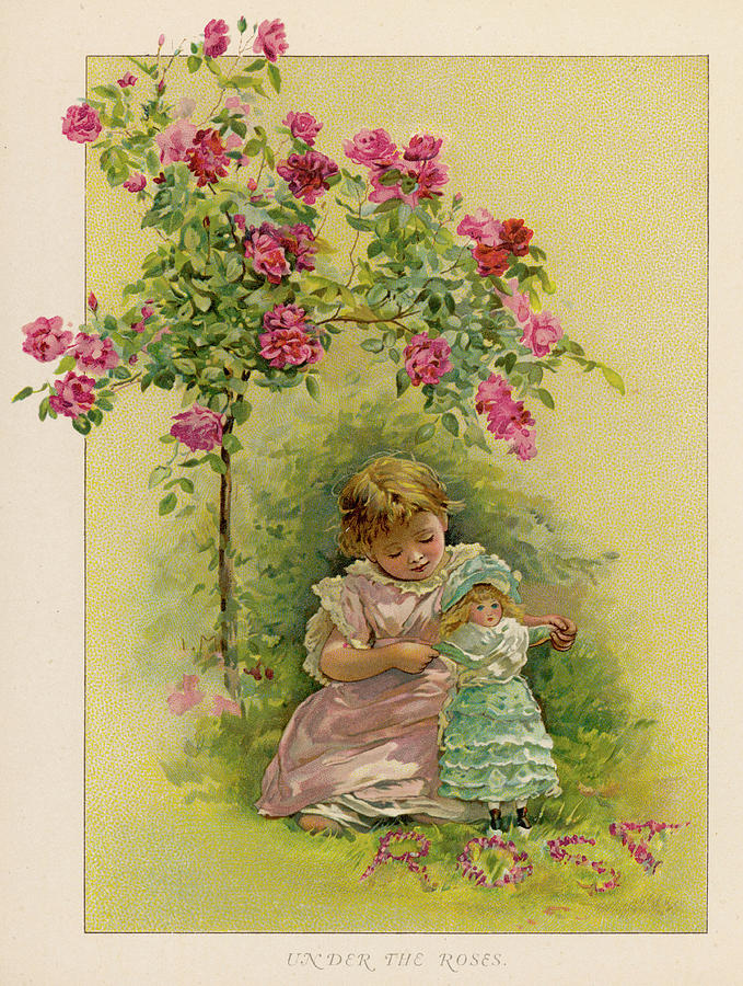 679x900 under a rose bush in the garden drawing - Rose Bush Drawing