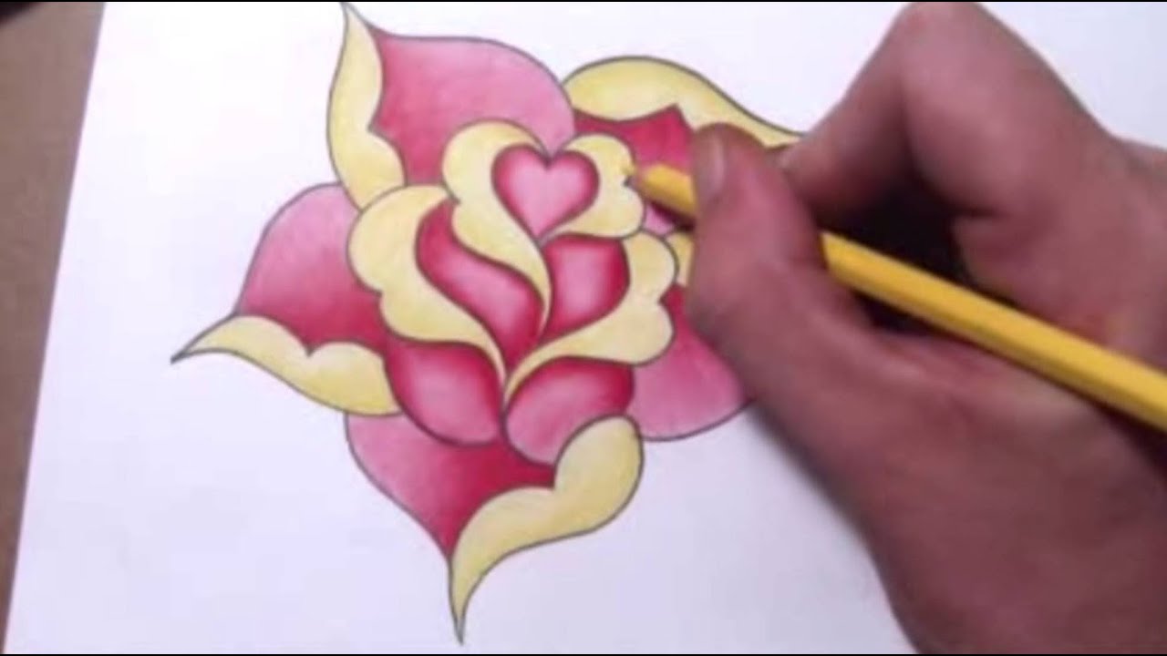 1280x720 How To Draw A Simple Rose Design With A Heart - Rose Design Drawing