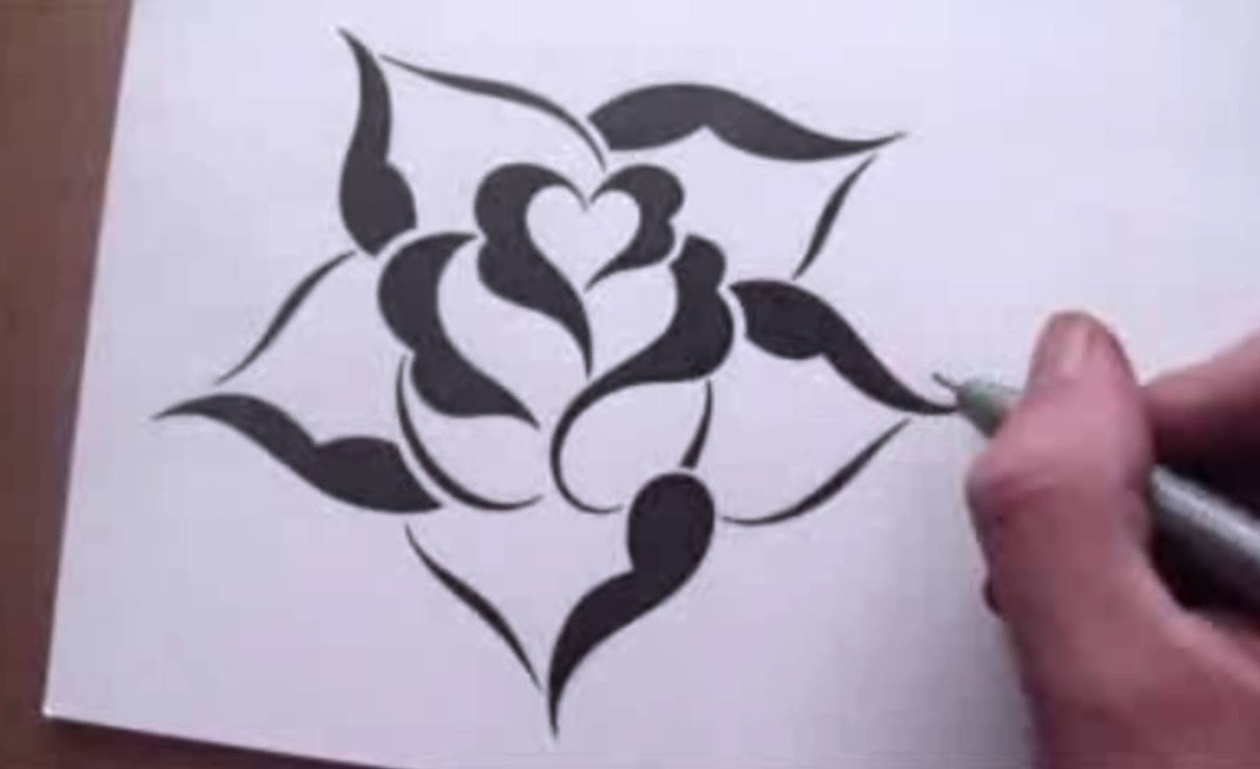 1805x1102 Drawing Rose Simple Stencil Design Style Youtube - Rose Design Drawing