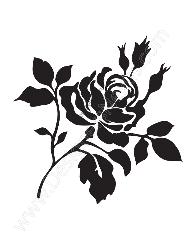 612x792 Free Rose Vector Graphic Stencil Clip Art - Rose Drawing Clip Art