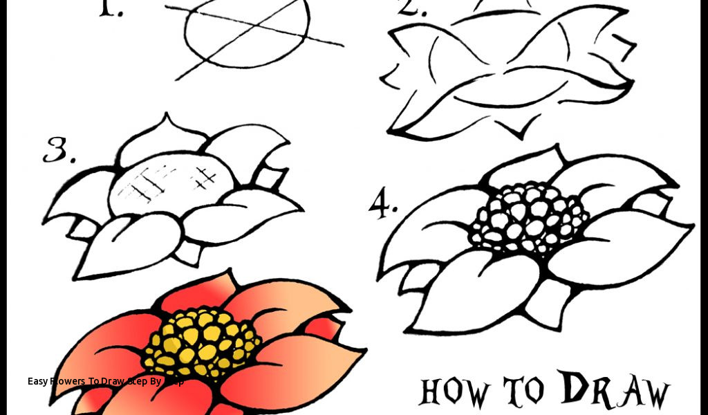 1024x600 Easy Flowers To Draw Step - Rose Drawing Easy Step By Step