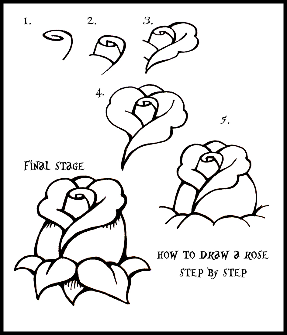 944x1099 How To Draw A Rose - Rose Drawing For Beginners