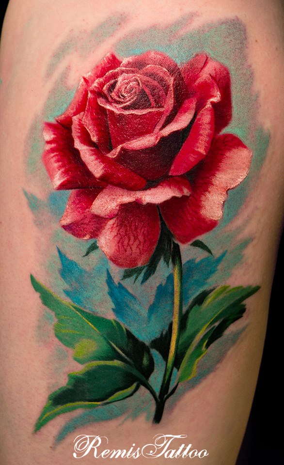 586x960 Rose Tattoo Drawing Colors Design Idea For Men And Women - Rose Drawing In Color