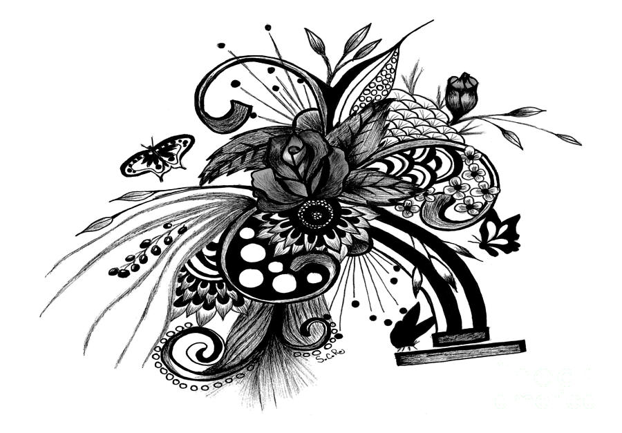 900x627 Pen And Ink Drawing Rose Drawing - Rose Drawing Pen