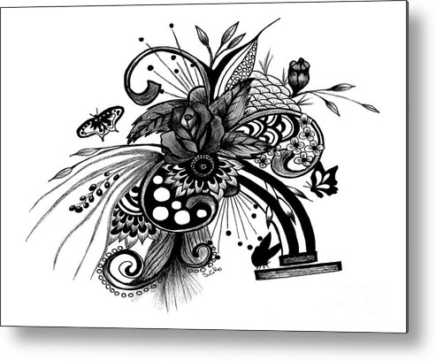 493x408 Pen And Ink Drawing Rose Metal Print - Rose Drawing Pen