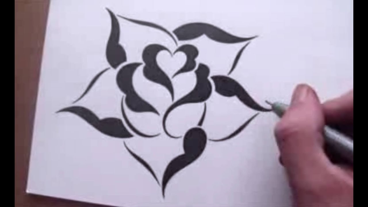 1280x720 Drawing A Rose In A Simple Stencil Design Style - Rose Drawing Stencil