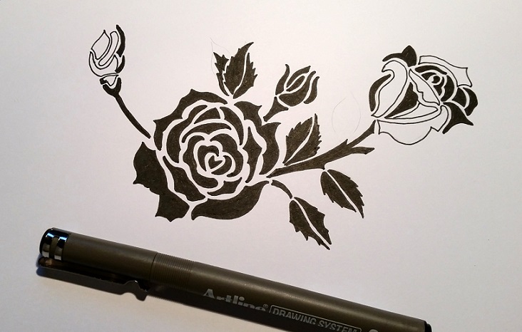 732x466 Rose Spray Stencil - Rose Drawing Stencil