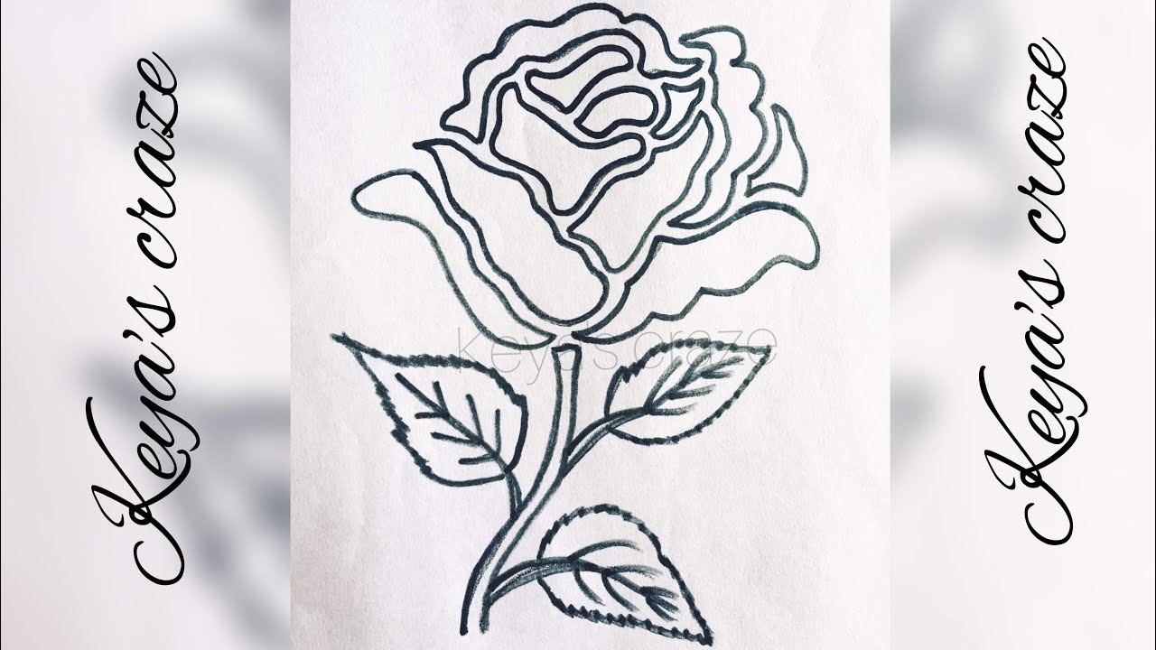 1280x720 Rose Drawing For Handembroidery Stencil Fabric Paint, Rose - Rose Drawing Stencil