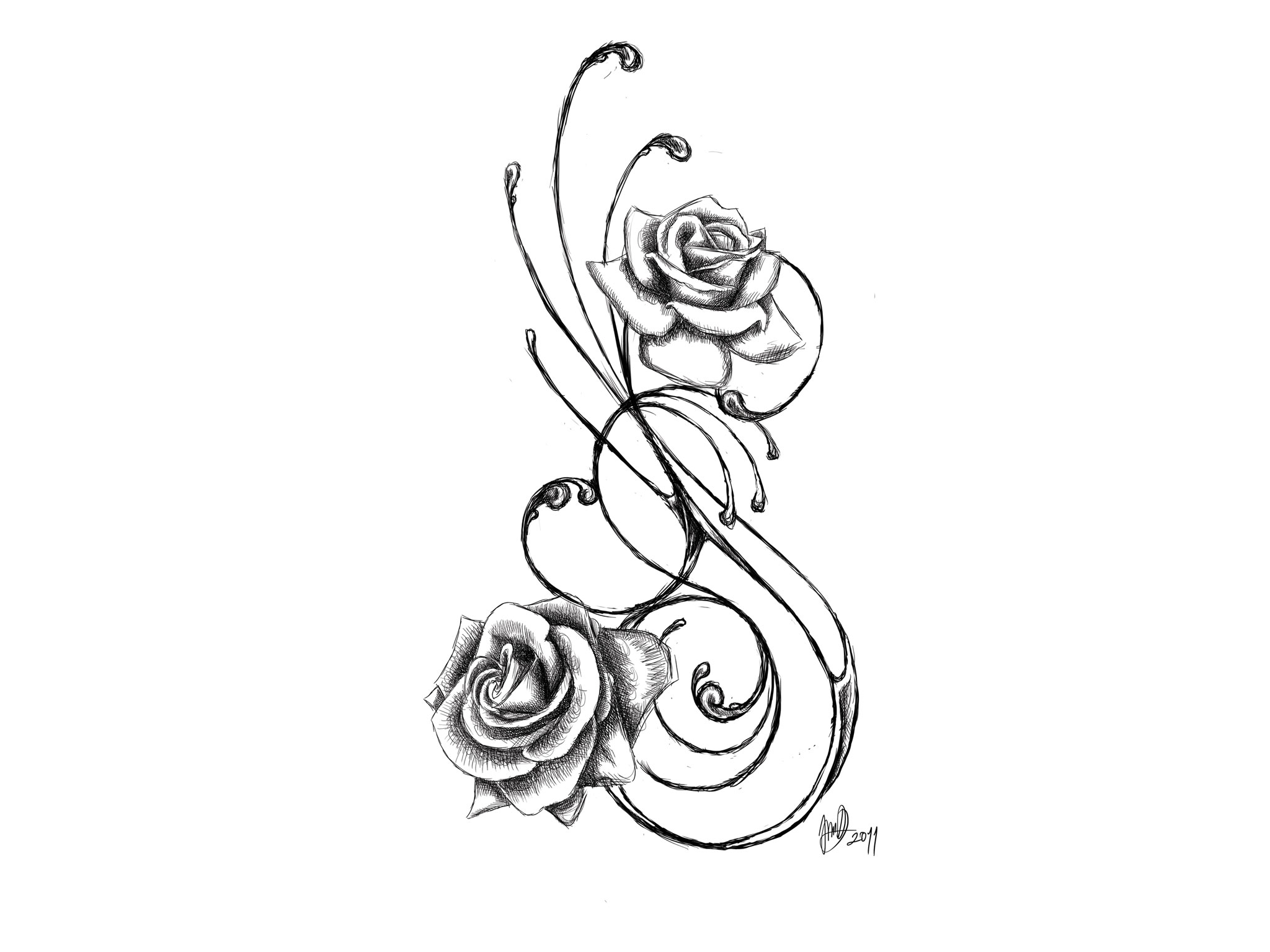 2048x1536 Rose Stencil - Rose Drawing Stencil