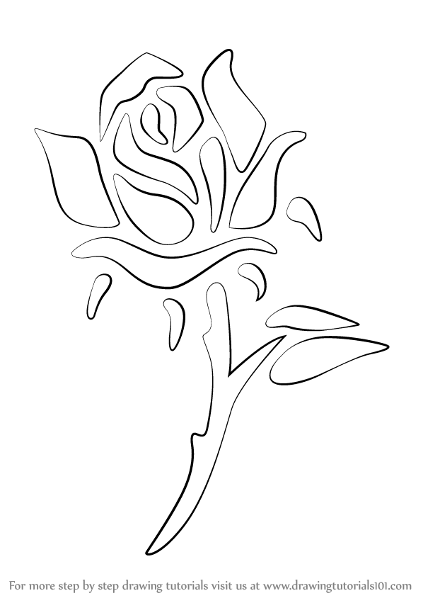 598x844 Learn How To Draw A Rose Tattoo - Rose Drawing Step By Step