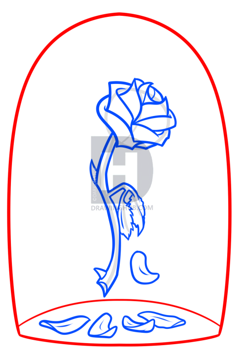 502x719 Beauty And The Beast Rose Drawing, Step - Rose Drawing Step By Step