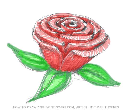 550x462 How To Draw A Red Rose - Rose Drawing Tutorial