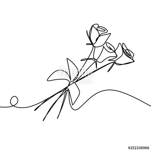 500x500 One Line Drawing Of Rose Flower Minimalist Design Isolated - Rose Flower Line Drawing