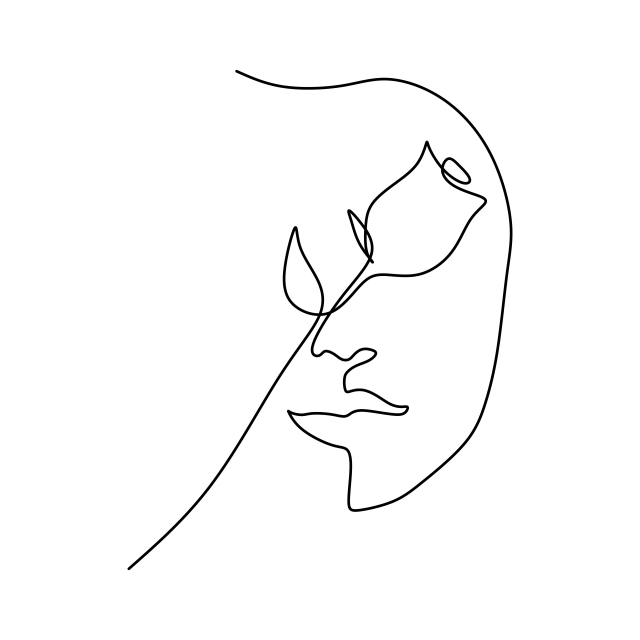 640x640 continuous line drawing of rose flower and girl face minimalism - Rose Flower Line Drawing