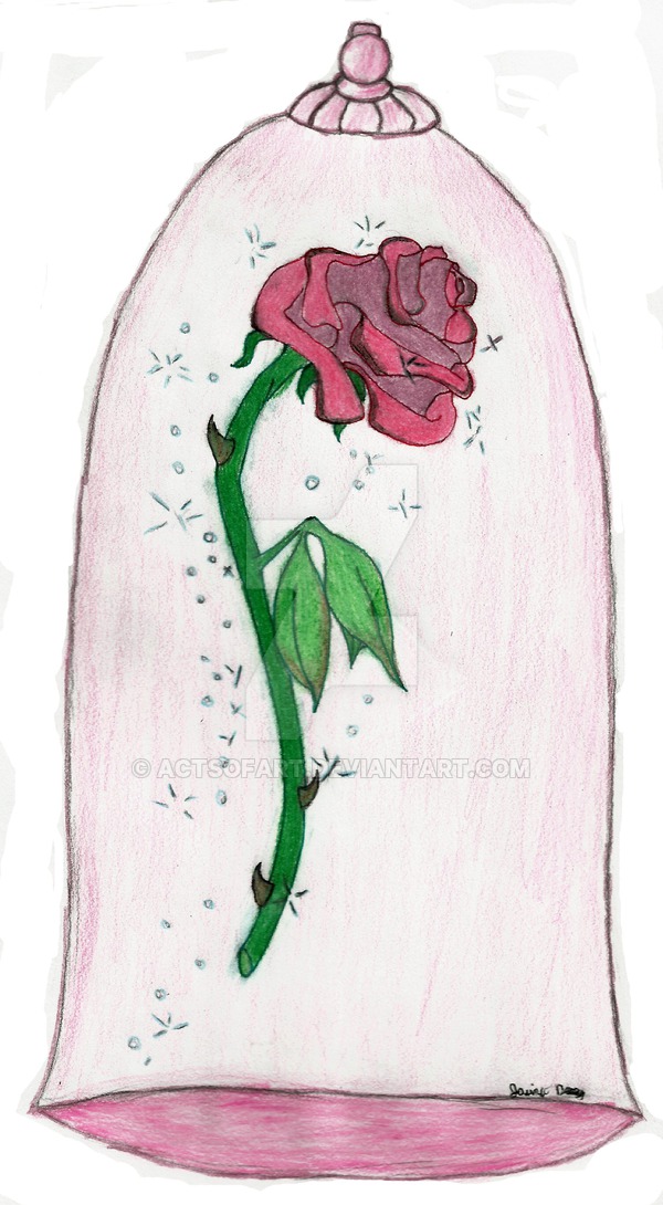 600x1090 Enchanted Rose - Rose From Beauty And The Beast Drawing