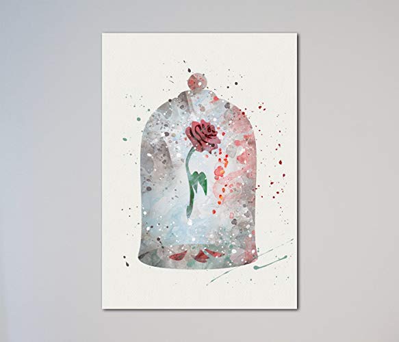 583x500 the enchanted rose beauty and the beast print handmade - Rose From Beauty And The Beast Drawing
