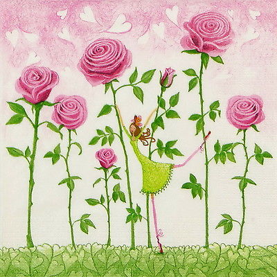 400x400 Paper Napkin - Rose Garden Drawing