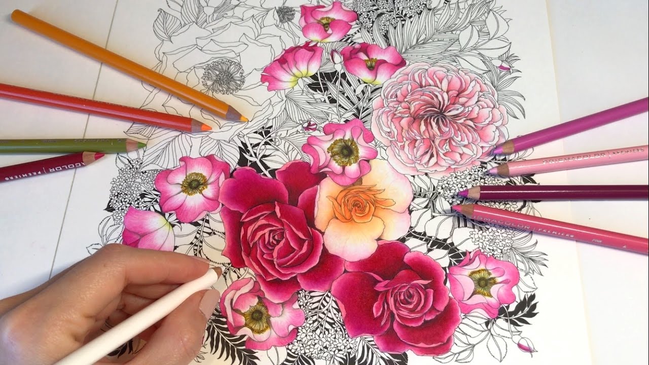 1280x720 Rose Drawing Coloring Rose Garden - Rose Garden Drawing
