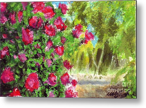 493x364 Rose Garden Metal Print - Rose Garden Drawing