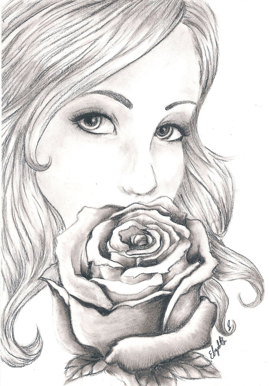 Rose Girl Drawing