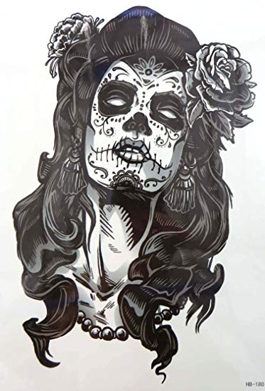 373x550 Punk Magic Sugar Skull Rose Girl Large Temporary - Rose Girl Drawing