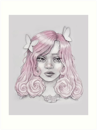 413x549 Rose Girl Art Prints - Rose Girl Drawing