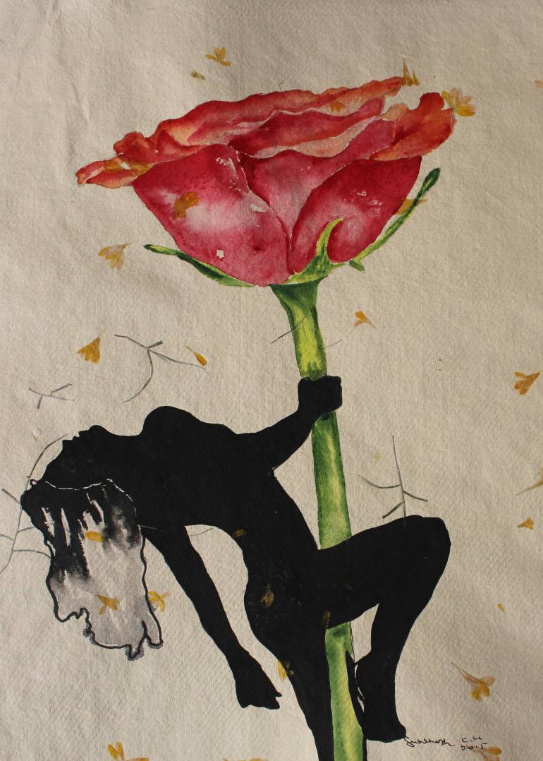 770x1078 Rose With Girl Drawing - Rose Girl Drawing