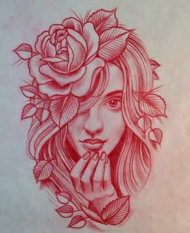378x463 Created - Rose Girl Drawing