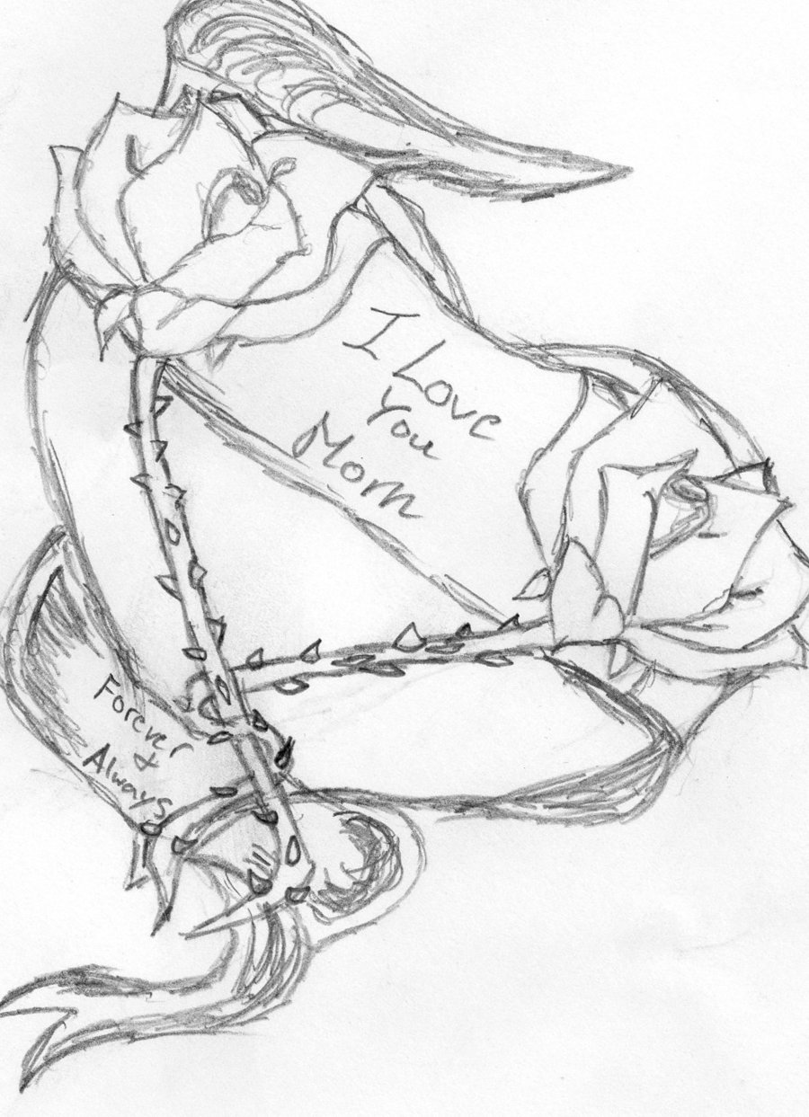 900x1243 Heart And Rose Drawings In Pencil Group With Items - Rose Heart Drawing